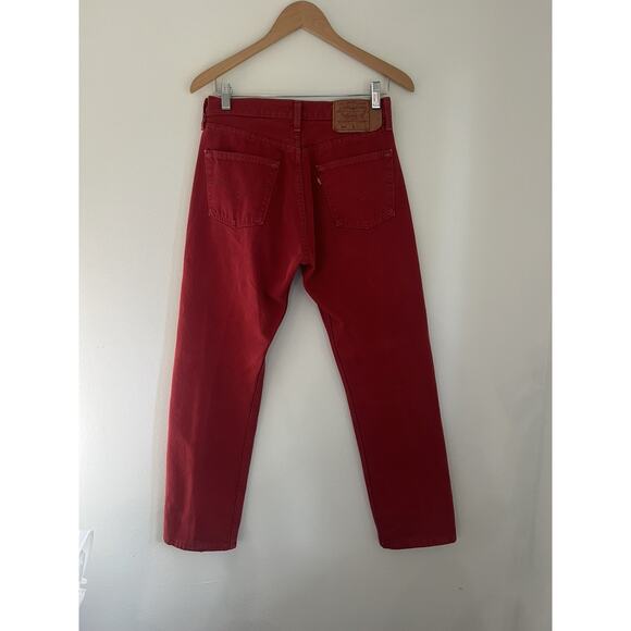 Vintage 80s Levis 501 Jeans Mens 30x30 Regular bright Red Button Fly Made in USA - Picture 1 of 11